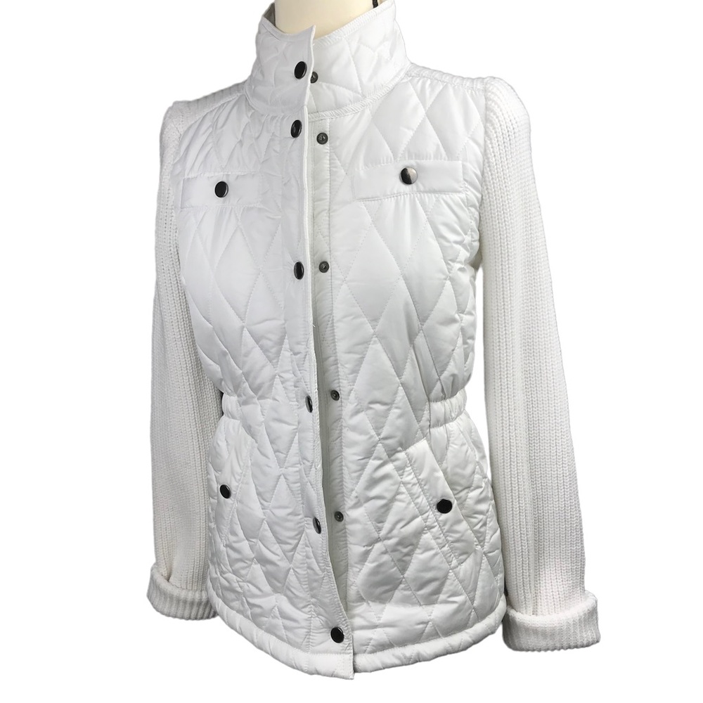 Sweater Jacket Coat Long Sleeve White GLIMMER by J.J Basics Zip Closure Size L